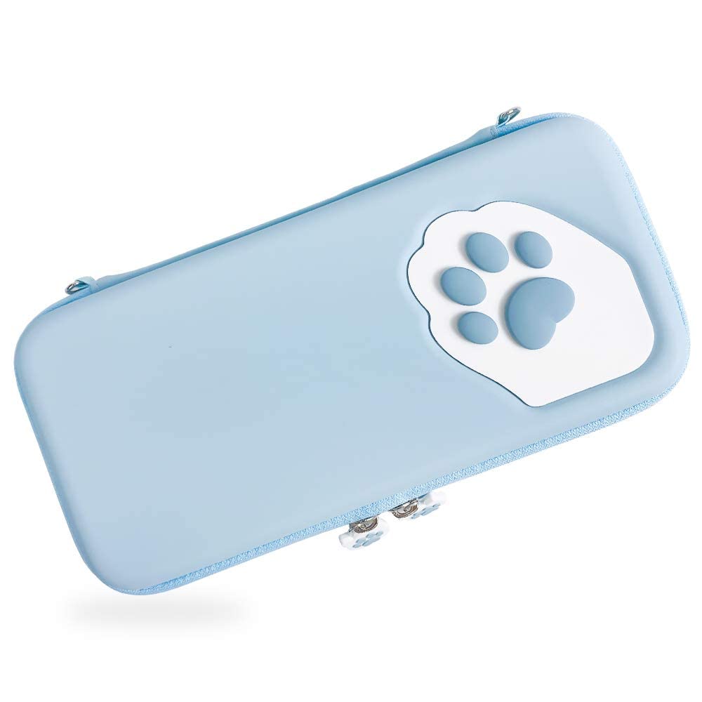 RunElves Cute Cat Paw Protective Case for Nintendo Switch & Switch Lite - Slim Hard Shell Travel Carrying Case with Wrist Strap | Fits Console & Accessories | Perfect for Gaming On-The-Go & Travel Protection