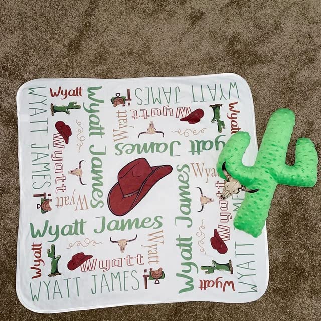 NAZENTI Personalized Baby Blanket for Boys & Girls - Western Cowboy Themed Custom Blanket - Soft & Cozy Nursery Blanket for Newborns, Infants & Toddlers - Perfect for Crib, Stroller & Photo Shoots