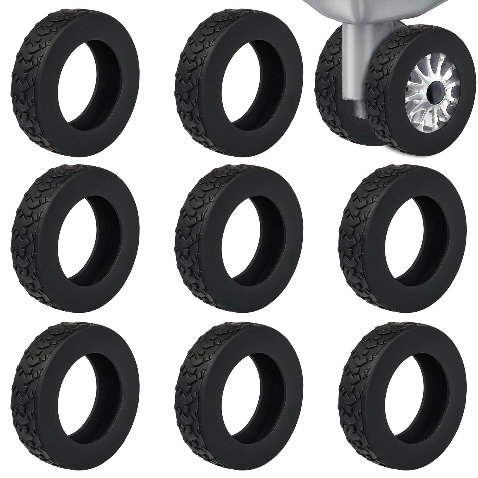 8 Pcs Silicone Luggage Wheel Covers - Durable Suitcase Wheel Protectors for Replacement (Black) | Travel Accessories for Smooth Rolling & Damage Prevention