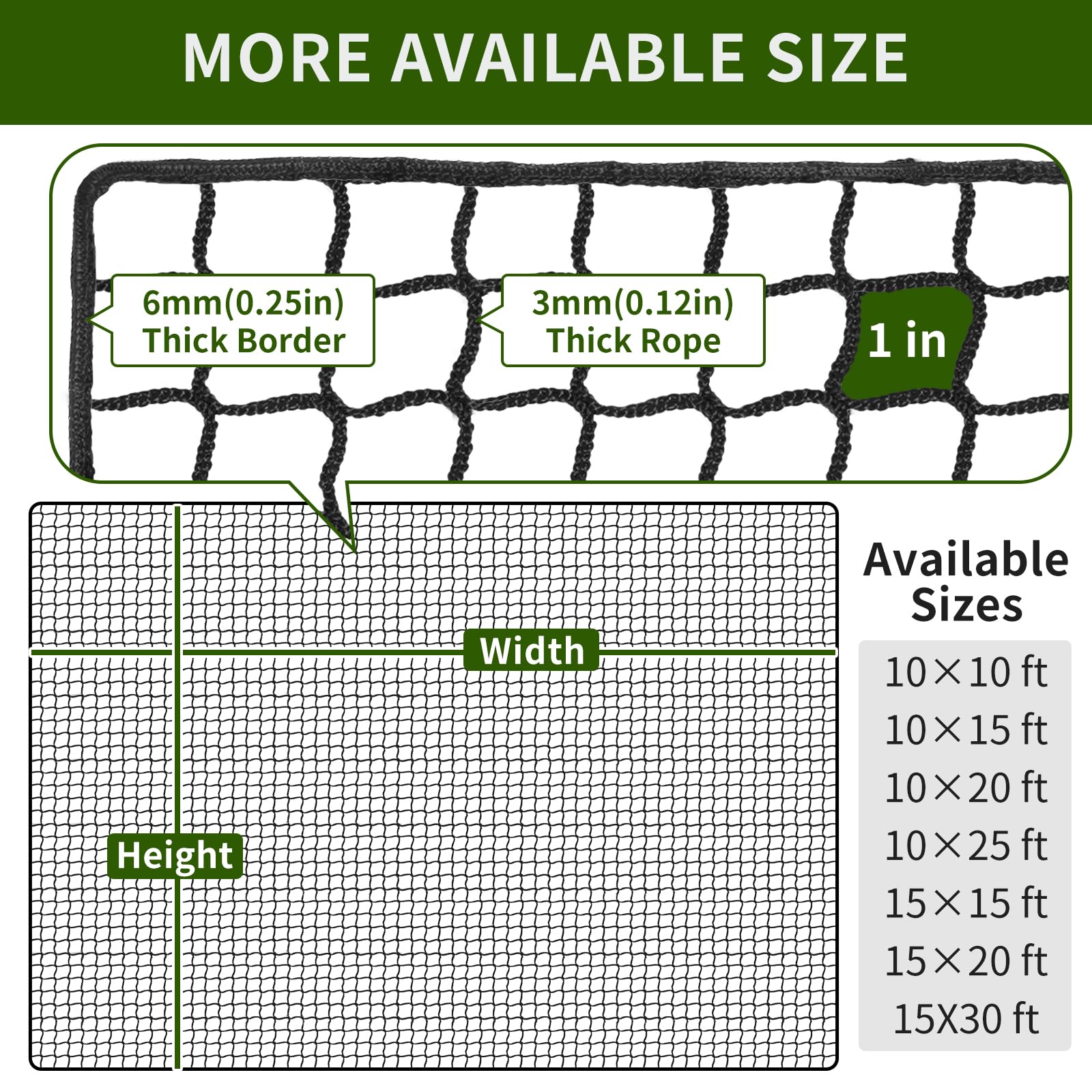 Premium Golf Practice Net with Steel Hanging Kit & Nylon Rope - Multi-Sport Training Net for Golf, Baseball, Hockey, Soccer, Lacrosse - Perfect for Backyard Driving & Indoor Garage Practice Sessions