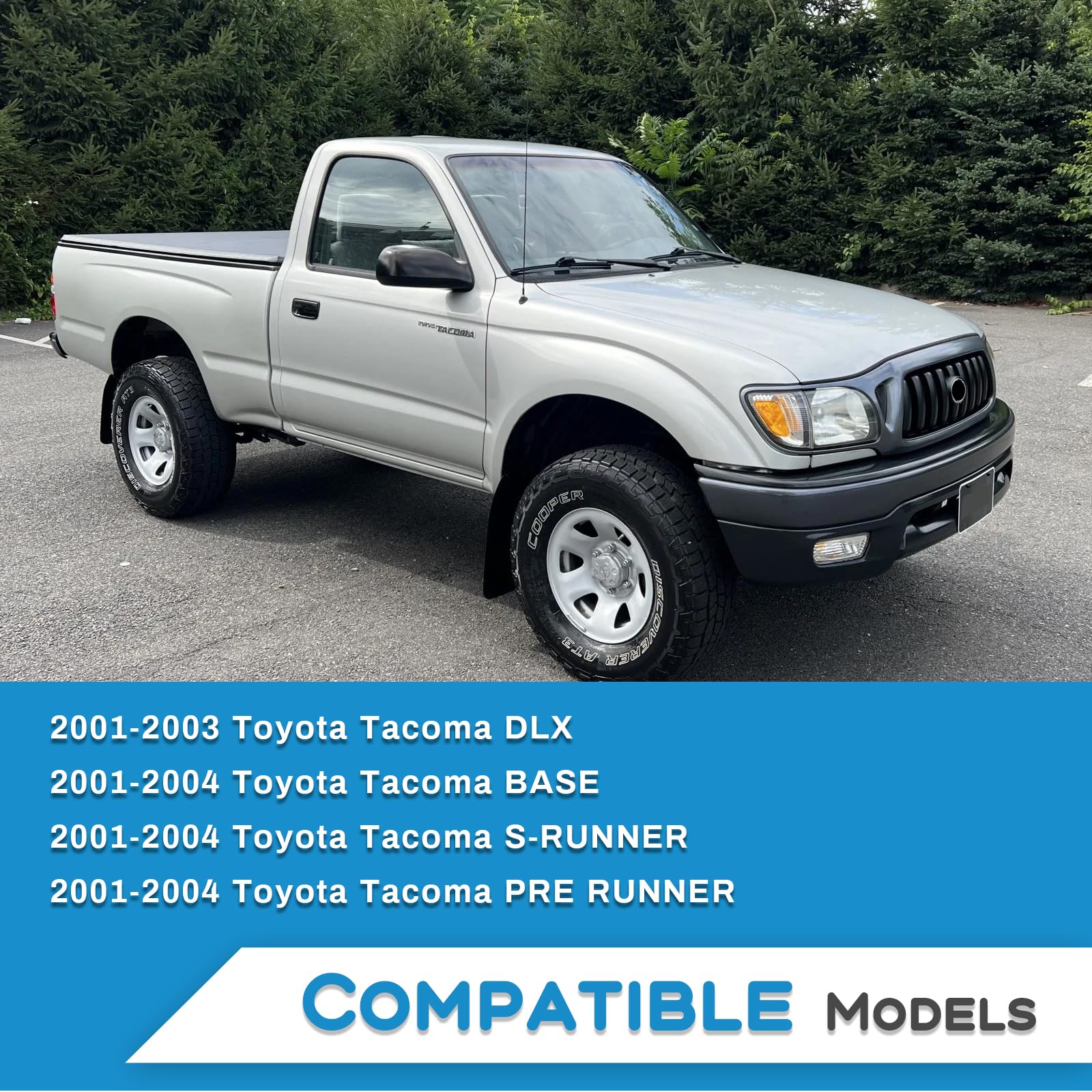 Black Front Grille Grill Compatible with 2001-2004 Toyota Tacoma | Durable Replacement Car Part for Off-Road & Street Driving