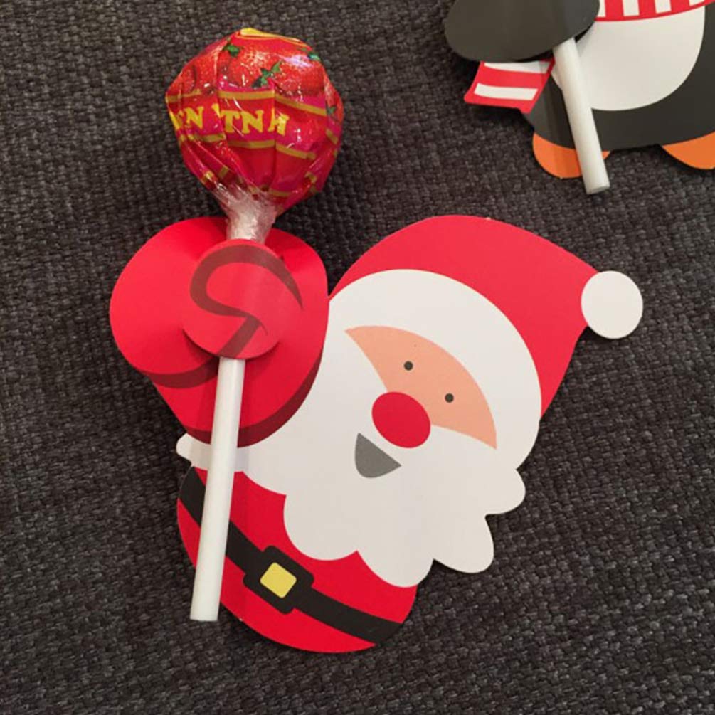 ARTIBETTER 150pcs Christmas Lollipop Paper Cards - DIY Santa Snowman Penguin Candy Holders for Holiday Party Decorations | Perfect for Classroom Crafts, Gift Wrapping & Christmas Tree Ornaments