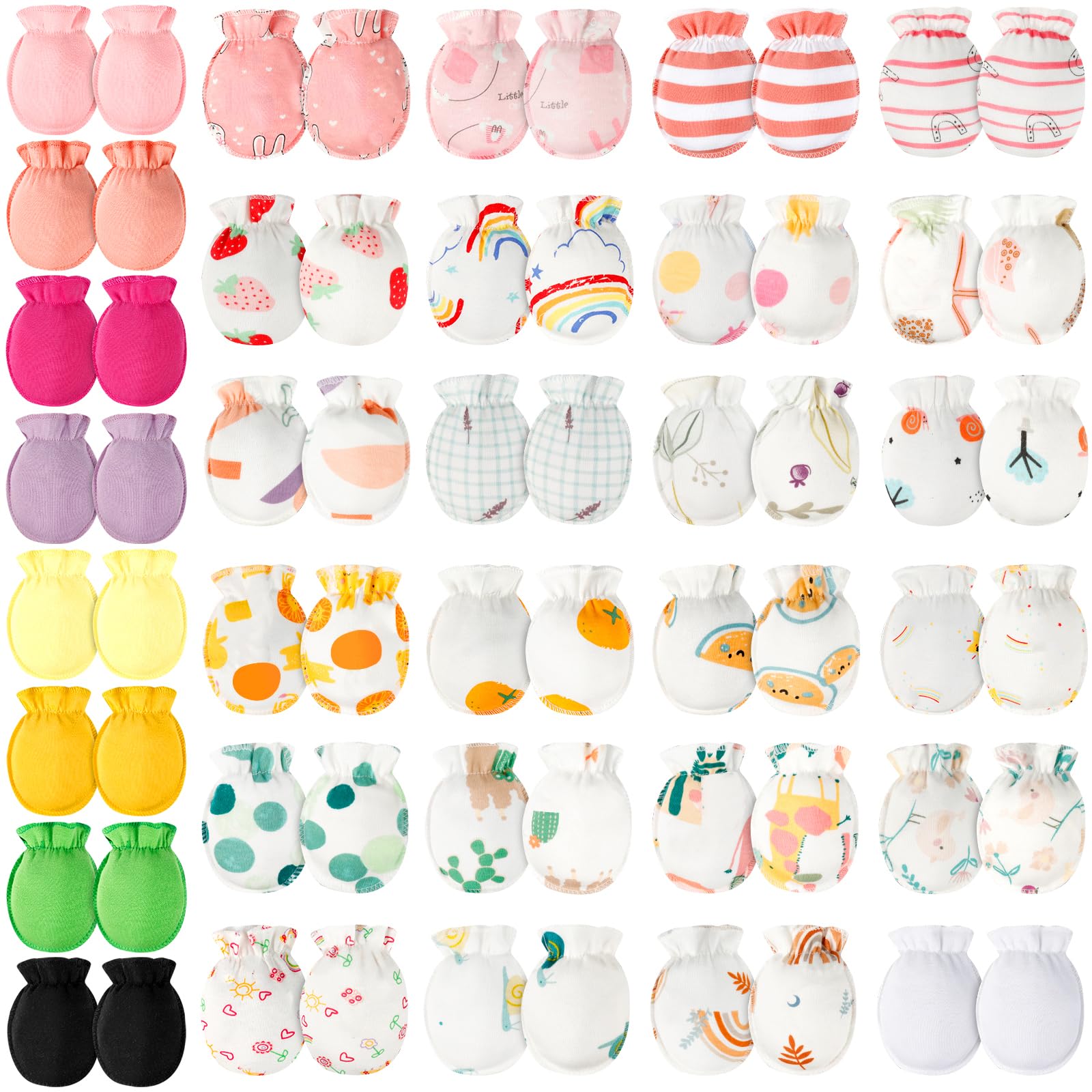 ONESING 32 Pairs Baby Mittens for Newborns 0-6 Months - Soft Anti-Scratch Gloves for Infant Boys & Girls - Essential Newborn Care Accessories for Sleeping, Nursing & Playtime