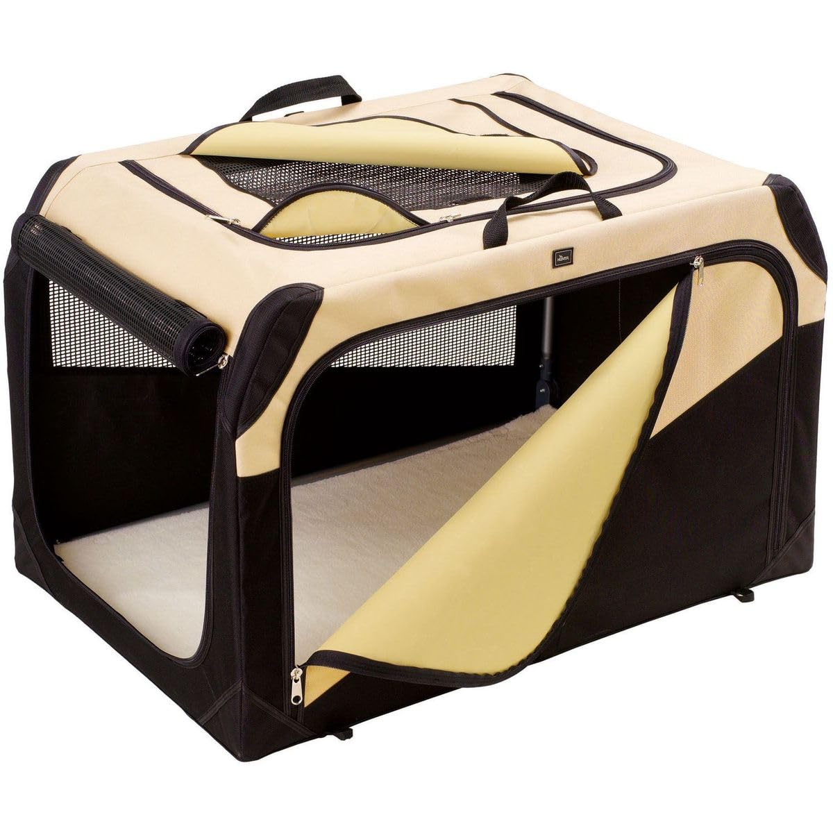 HUNTER 44956 Small Dog Carrier Travel Box - Beige & Black Pet Transport Crate for Car, Airplane & Vet Visits | Durable & Comfortable Pet Travel Solution