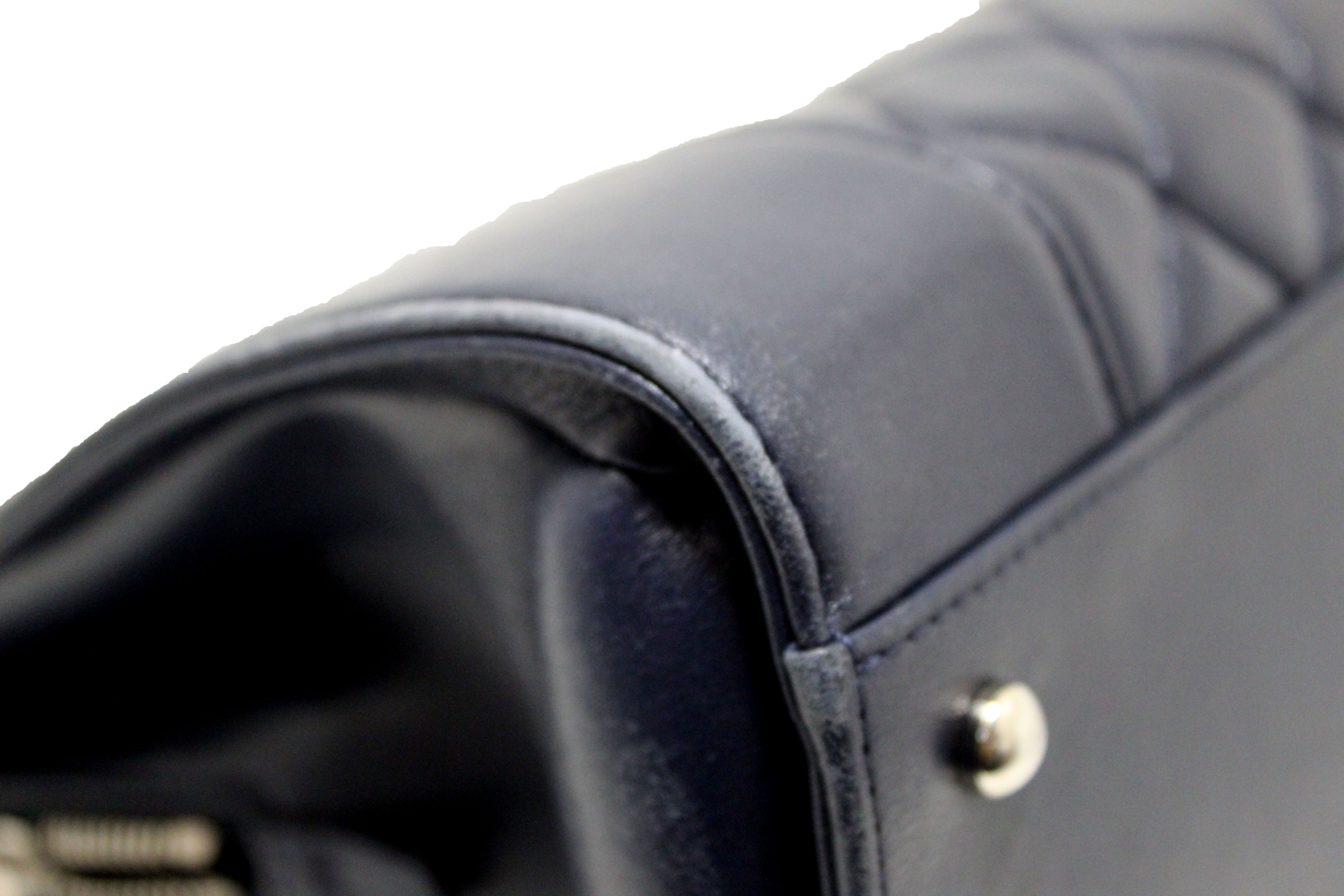 Authentic Chanel Quilted Blue Lambskin Leather Shoulder Tote Bag - Luxury Handbag for Women, Perfect for Work, Travel & Everyday Use