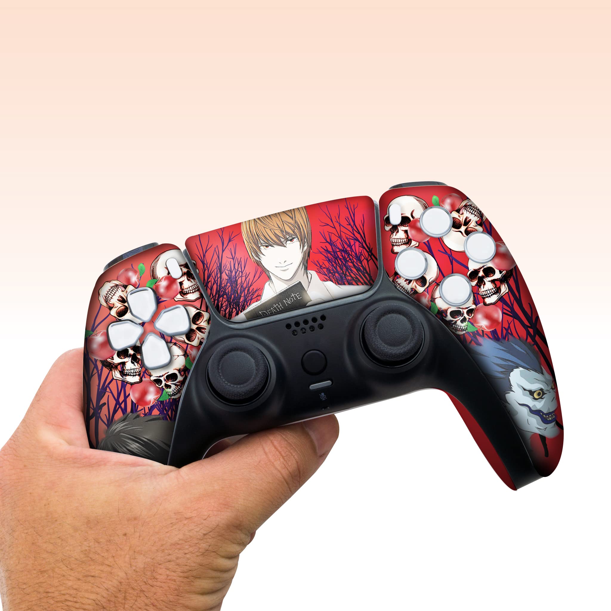 Custom Death Note Themed Wireless PS5 Controller - Compatible with Playstation 5 Console | Hydro-Dip Printed Gamepad (Not Just a Skin) | Modded for Enhanced Performance | Perfect for Gaming Enthusiasts & Anime Fans - Great Gift for Birthday & Holidays