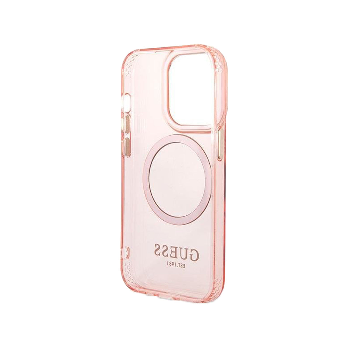 GUESS Ring Edition Translucent Black Case for iPhone 14 Pro Max - Slim Protective Phone Cover with Grip Ring Stand for Hands-Free Viewing & Selfies