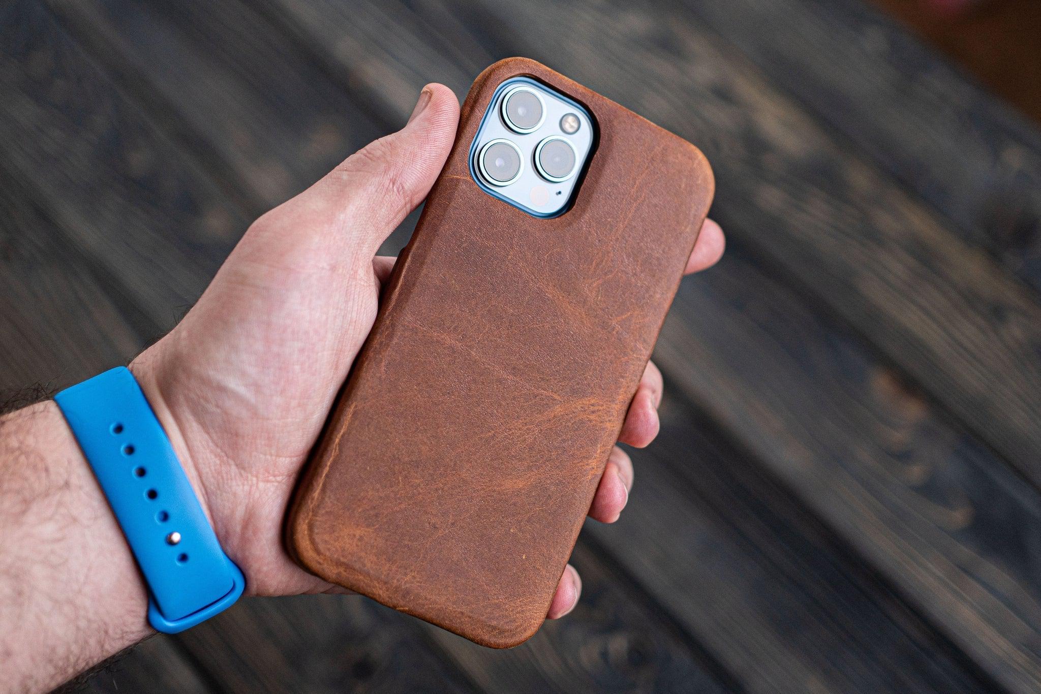 Premium Genuine Leather iPhone 13 Mini (5.4 inch) Protective Hard Back Cover Case - Perfect for Business, Travel & Everyday Use