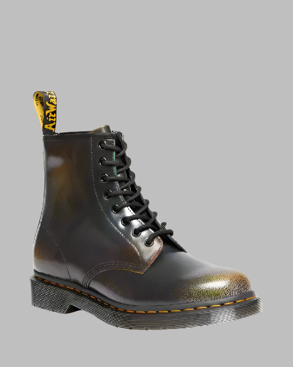 Dr. Martens 1460 Black & Multi Rainbow Rub Off Leather Lace Up Boots - Punk Fashion, Streetwear & Festival Style