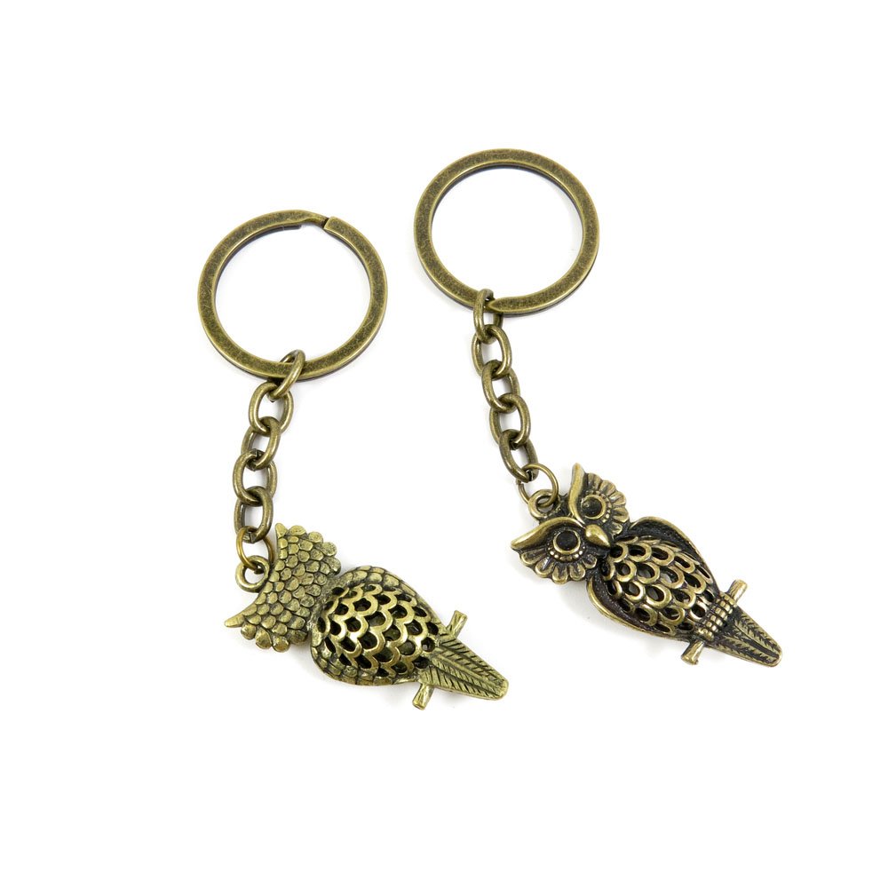 Vintage Bronze Keychain - Hollow Owl Pendant for Jewelry Making, DIY Charms, Key Rings & Key Tags (KC0299) | Perfect for Gifts, Handmade Crafts & Accessories