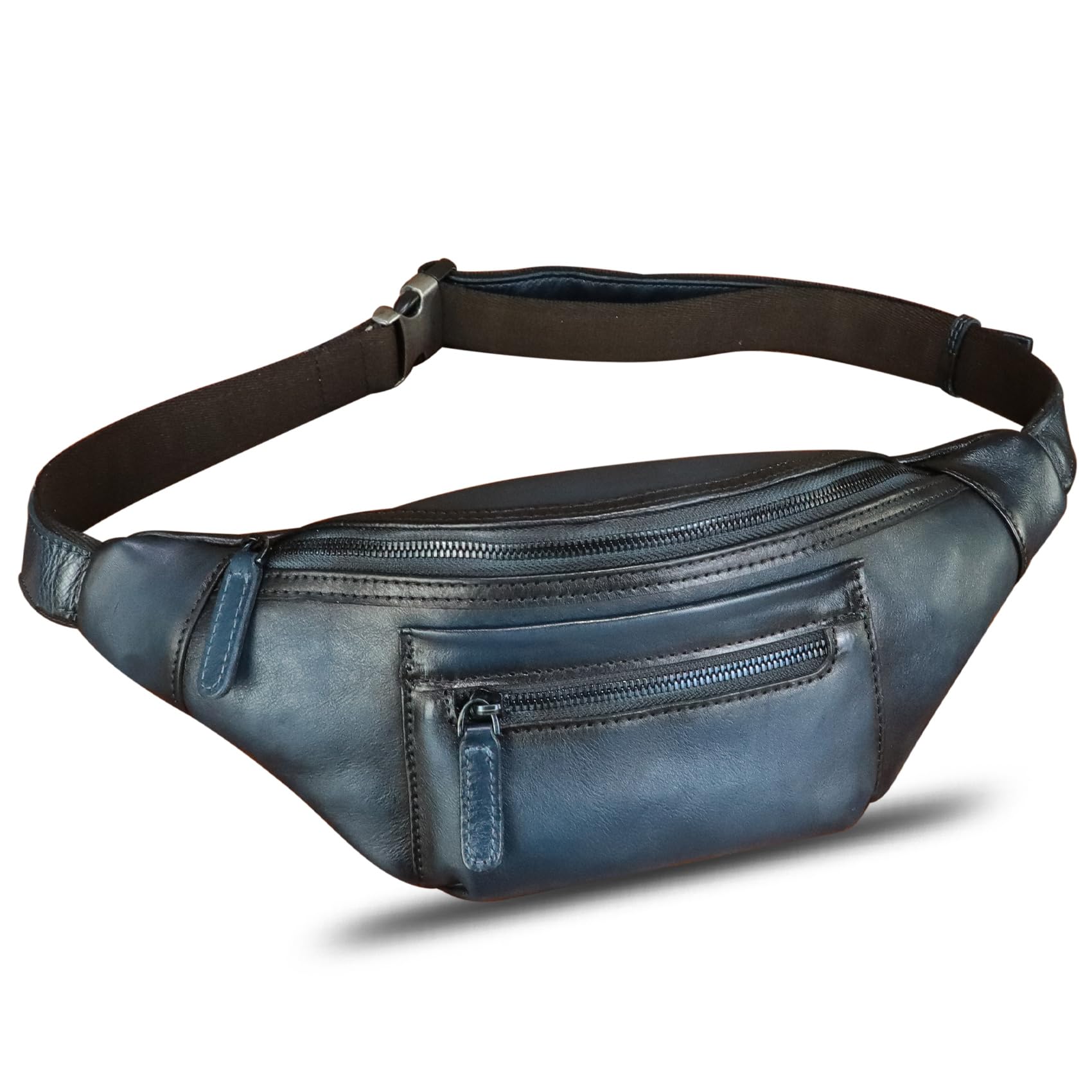 Vintage Genuine Leather Fanny Pack for Men & Women - Handmade Leather Waist Bag, Sling Backpack, Crossbody Purse (Blue) | Perfect for Travel, Hiking, Festivals & Everyday Use