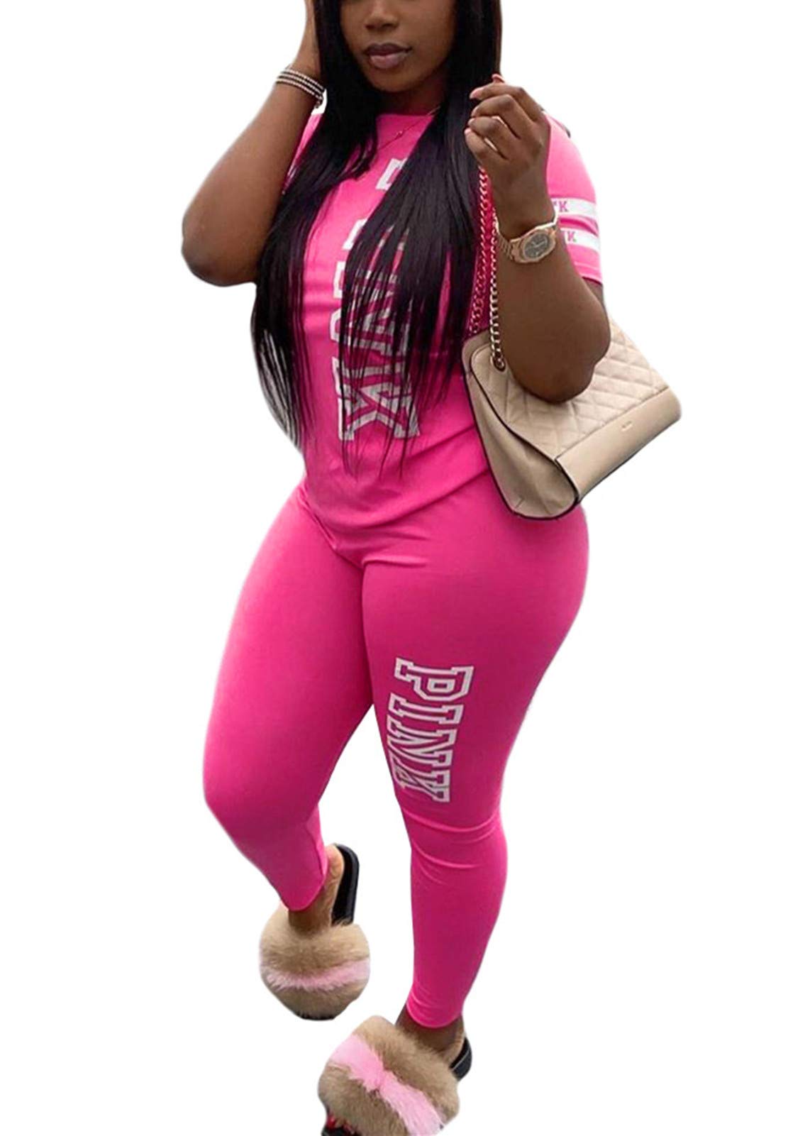 Yeshire Women's Two Piece Outfits - Short Sleeve T-Shirt & Bodycon Pants Set | Casual Joggers & Tracksuit for Workout, Lounge & Streetwear Fashion