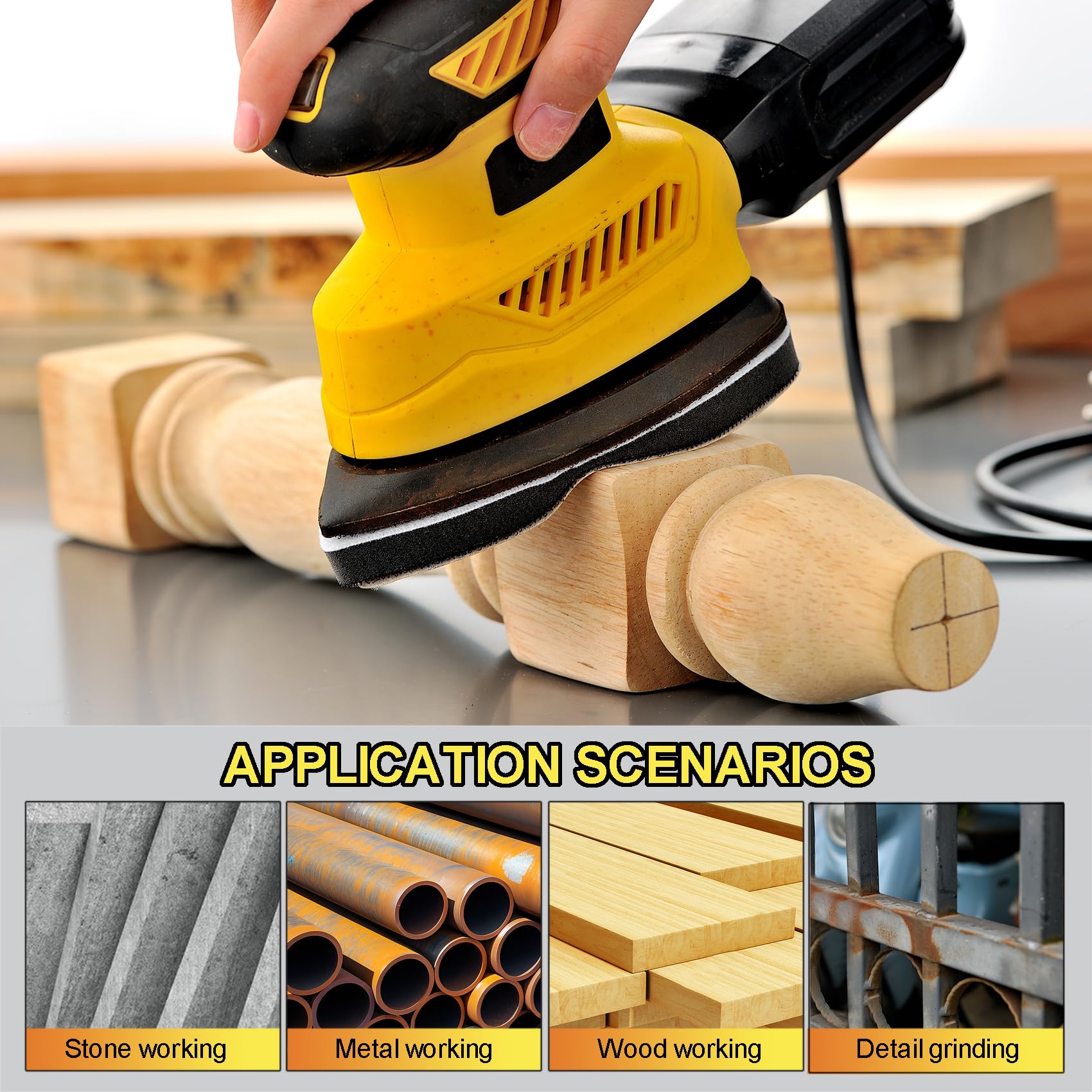 MAXMAN Mouse Detail Sander Interface Pad 3 Pack - 5 Holes Hook and Loop Foam Triangle Sanding Pad Backing Pad for Woodworking, Furniture Repair & DIY Projects - Perfect for Detail Sanding, Corner Edges & Small Areas
