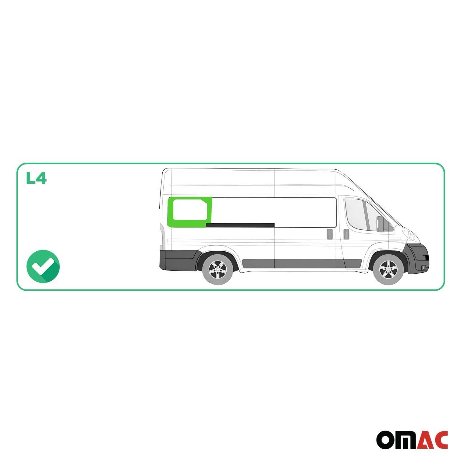 OMAC Replacement Window Glass for Ram Promaster 2014-2025 - Right Rear Sliding Door - OEM Fit - L4 Black Tint - Perfect for Cargo Vans & RV Conversions