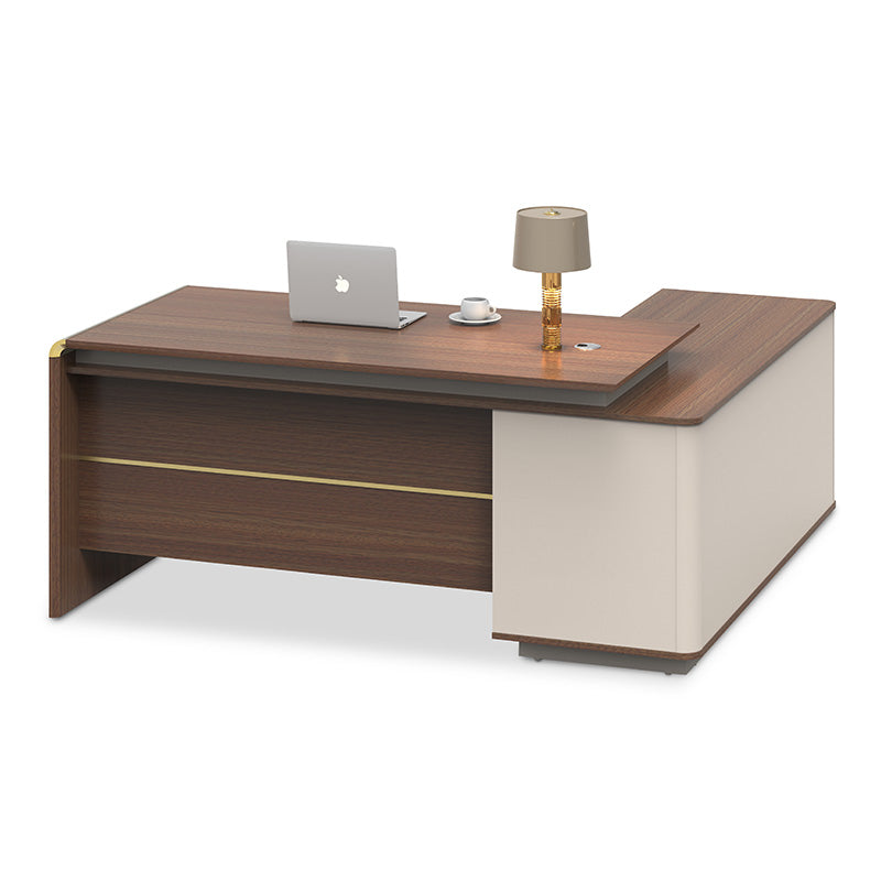 Premium ANDERSON Executive Desk 2.0M - Reversible L-Shaped Office Desk in Hazelnut & Beige | Modern Home Office Furniture for Professionals & Remote Workers