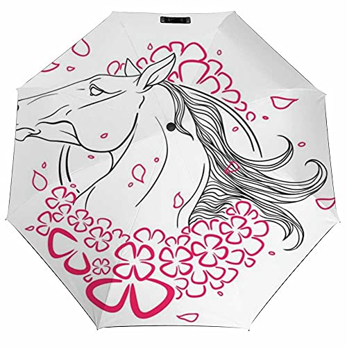 Portrait Horse Pink Flowers Coloring