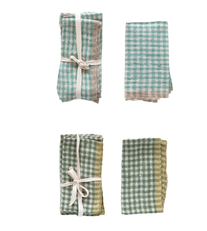 Premium Linen Blend Gingham Napkins - 12 Pack, 18x18 Inch - Soft & Absorbent for Dinner Parties, Picnics, and Wedding Decor