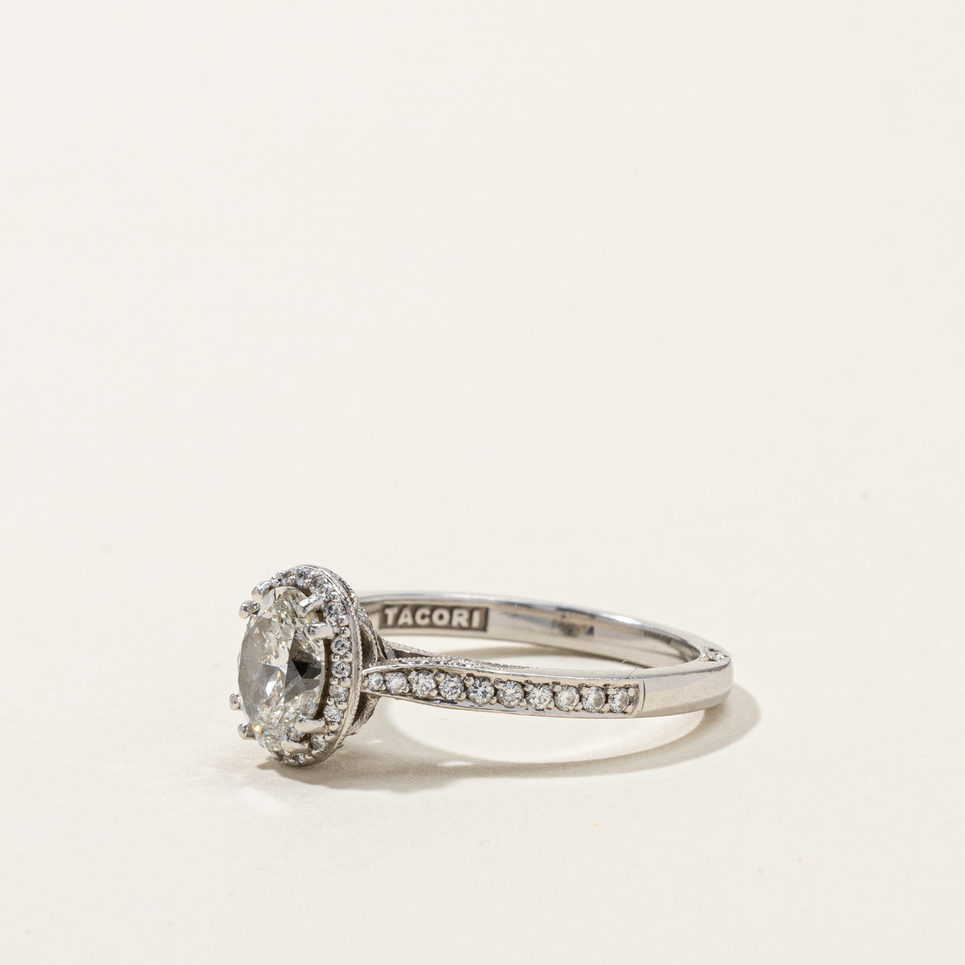 Tacori GIA Certified Halo Diamond Engagement Ring 1.2ct VS2 F with 0.30ctw Side Stones - Size 8 | Elegant Proposal & Wedding Jewelry for Brides