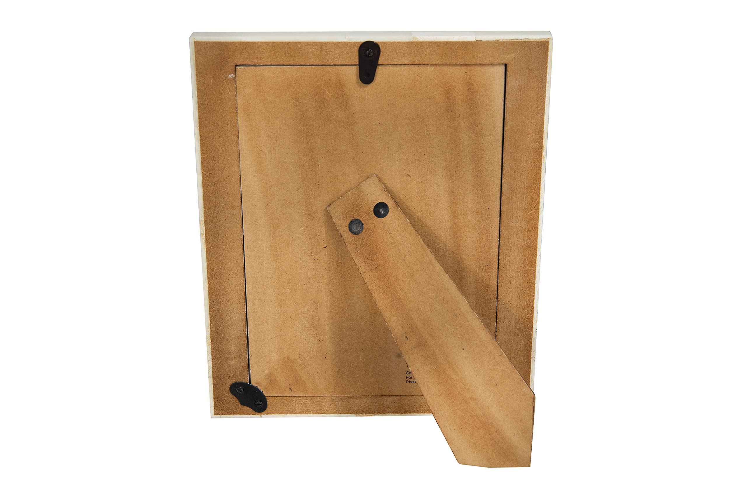 Creative Co-Op White Resin Photo Frame with Beige Accents - Holds 5x7 Picture - Perfect for Home Decor, Wedding Photos & Office Display
