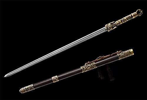 Chinese Dragon King Jian Sword - Handcrafted Damascus Steel Katana with Razor Sharp Blade - Perfect for Martial Arts Training, Cosplay, and Collectors