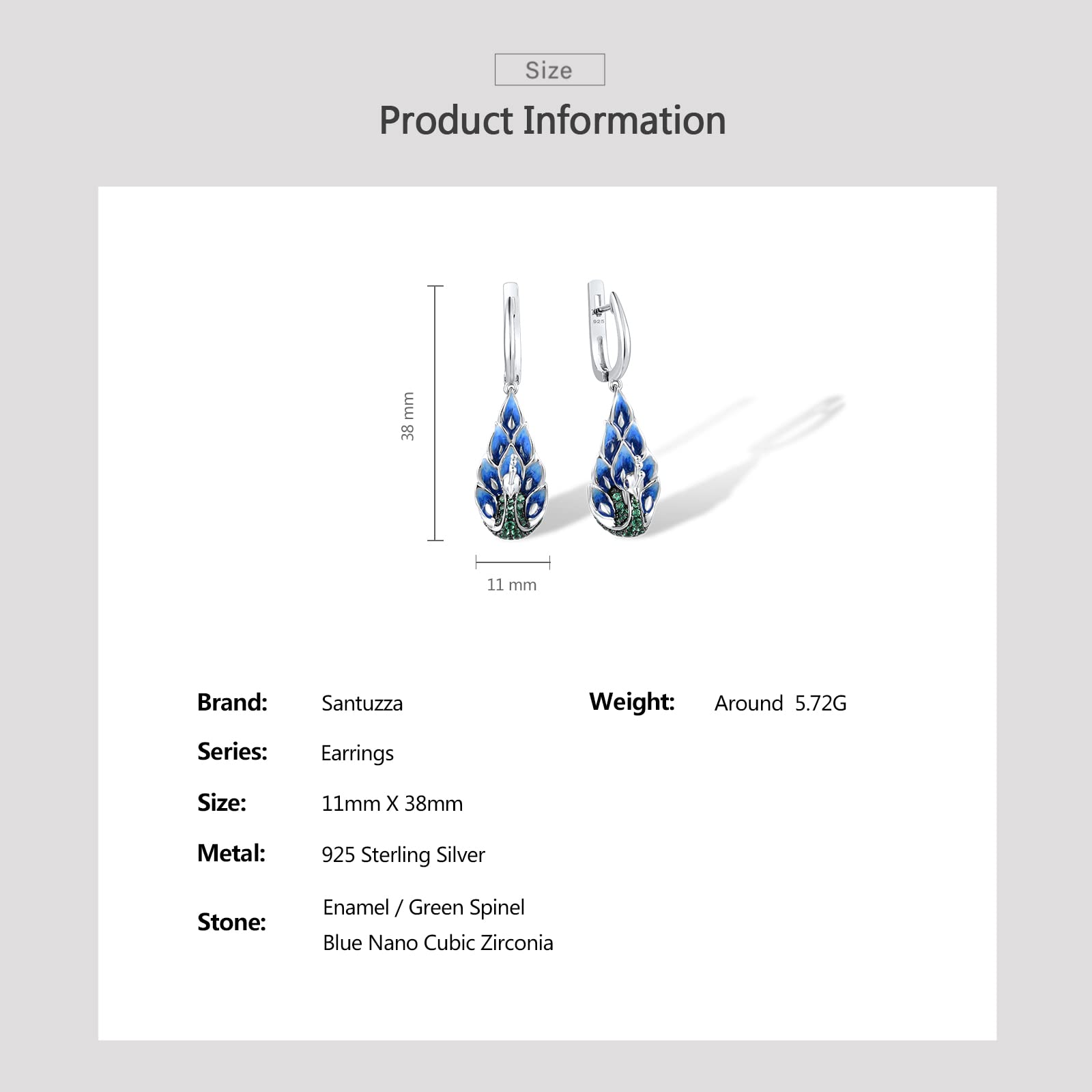 925 Sterling Silver Peacock Dangle Earrings for Women - Handmade Enamel Peahen Drop Earrings | Elegant Jewelry Gift for Birthday, Anniversary & Special Occasions