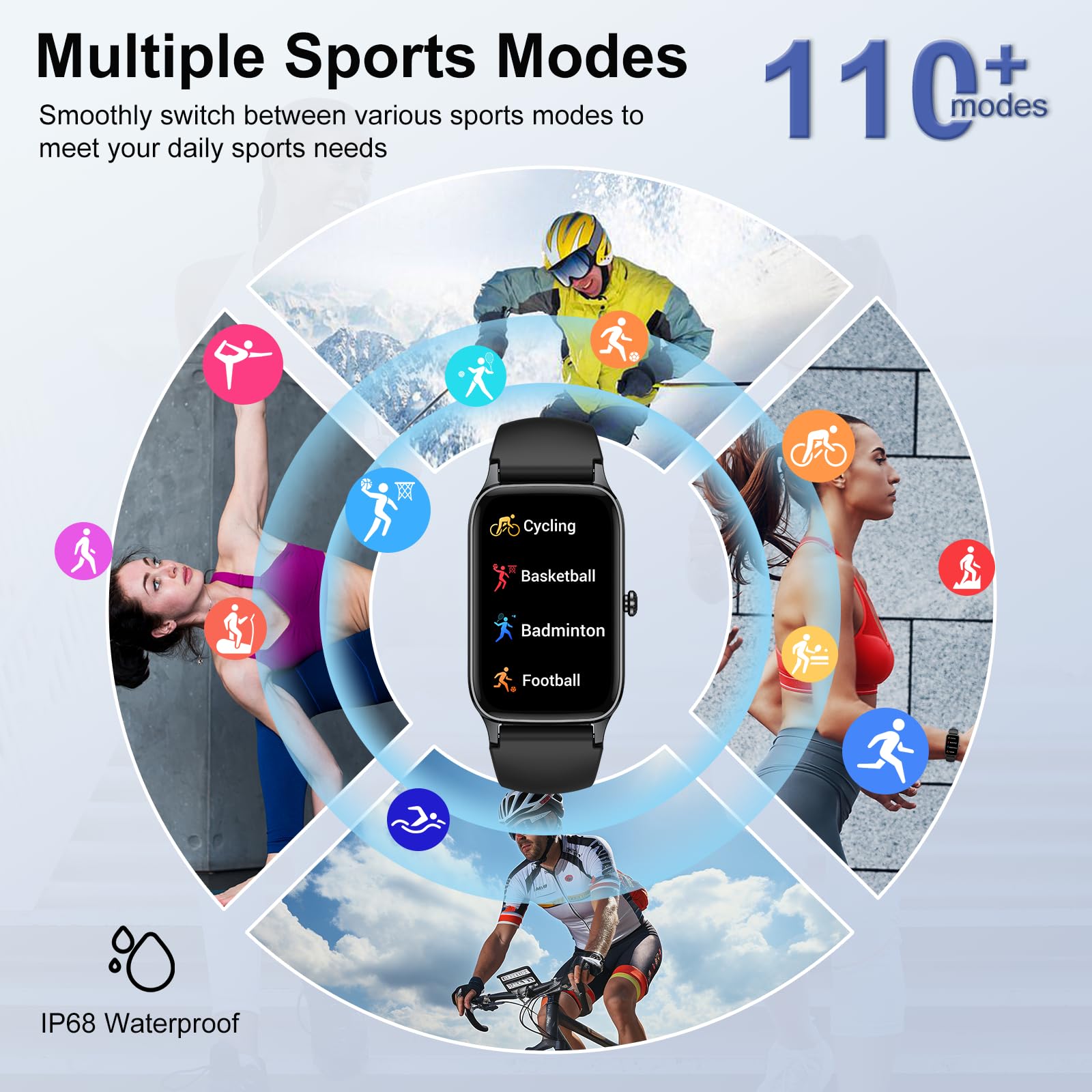 Smart Watch for Men & Women - Answer/Make Calls, Fitness Tracker with Heart Rate & Sleep Monitor, HD Touchscreen - Perfect for Workouts, Running & Daily Activity Tracking