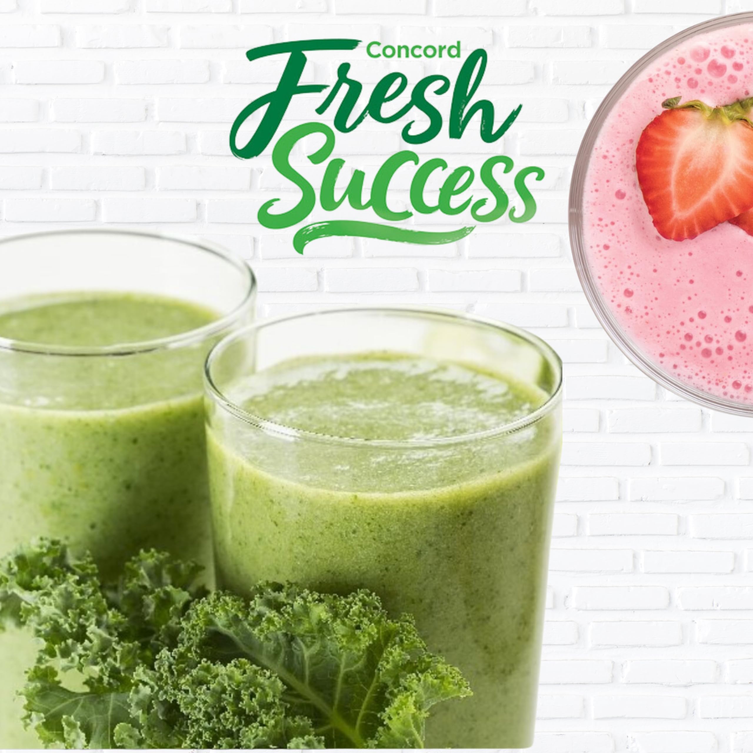Concord Foods Strawberry Smoothie Mix - All Natural Fruit Flavor, No Artificial Ingredients - 2 oz Pouch | Perfect for Breakfast Smoothies, Post-Workout Drinks & Healthy Snacks