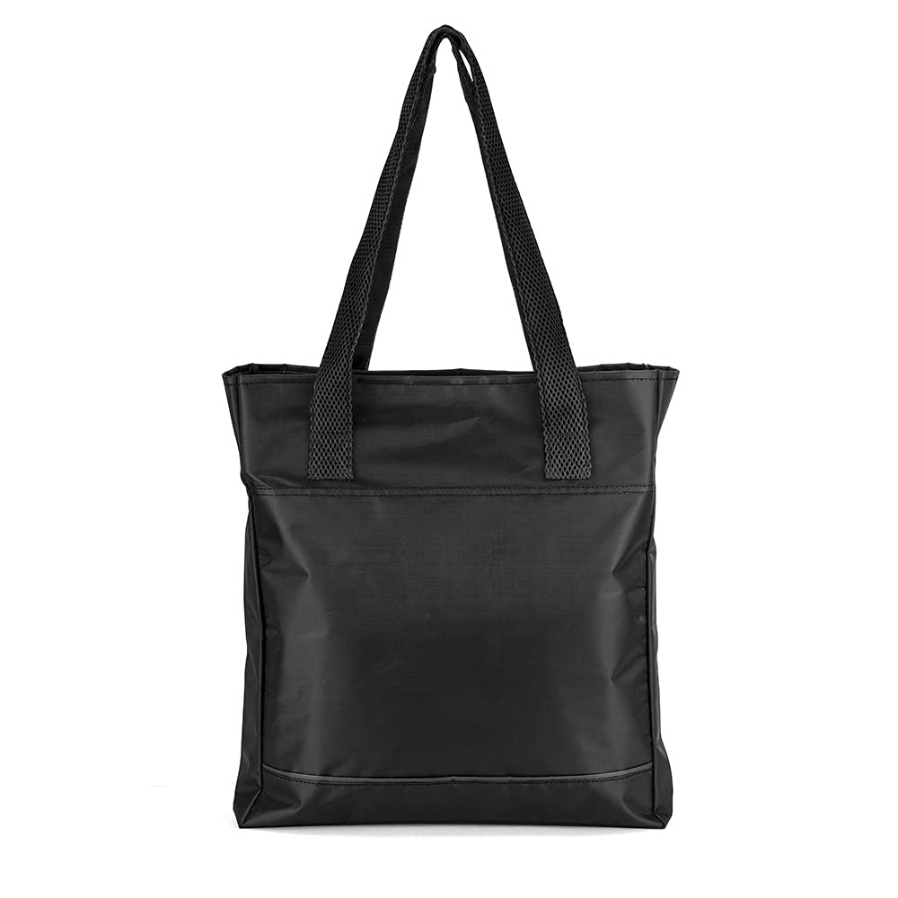 Eco-Friendly Water Resistant Slender Shopping Tote with Outer Pocket - Reusable Grocery Bag for Shopping, Travel, Books & Crafts | Perfect for Grocery Hauling, Beach Trips & Daily Errands