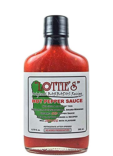 Lottie's Original Barbados Red Hot Pepper Sauce - 6.75 oz | Authentic Caribbean Flavor | Perfect for Grilling, Marinades & Spicy Food Lovers