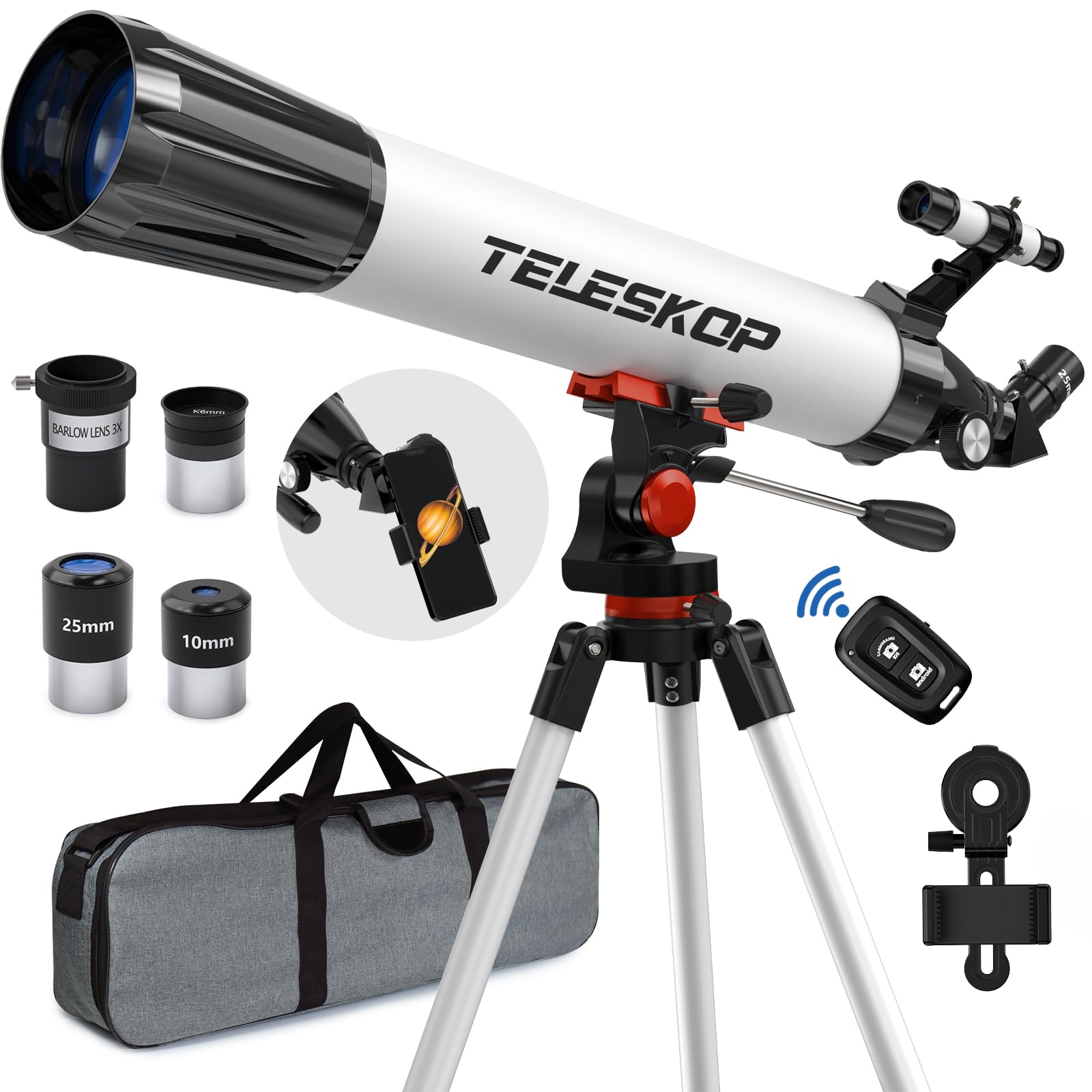 Professional 90mm Aperture 800mm High-Powered Telescope for Adults & Beginners - Multi-Coated Astronomy Telescope with Carry Bag | Perfect for Stargazing, Moon Observation & Outdoor Exploration