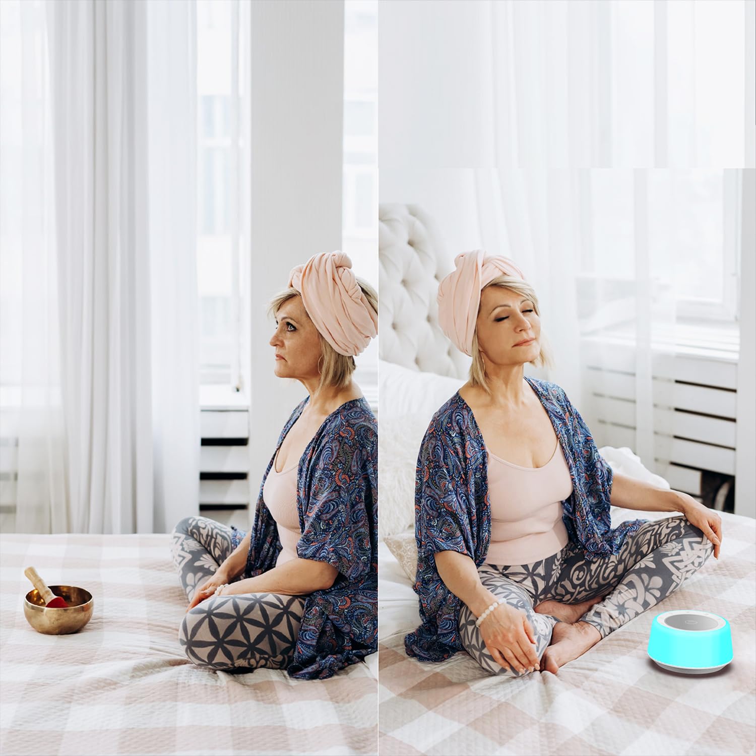 Kipcush Tibetan Singing Bowls Set - 11 Sizes with Night Light for Yoga, Meditation & Chakra Healing | Sound Therapy Machine with Timer & Plug-in for Stress Relief & Mindfulness Practice | Perfect for Home Spa, Yoga Studio & Relaxation Rooms
