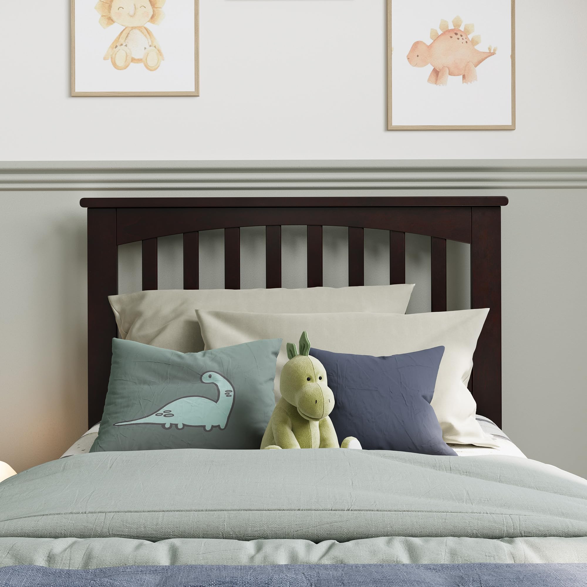 AFI Mission Twin Solid Wood Headboard with USB Charging Ports - Espresso Finish for Modern Bedroom Decor & Space-Saving Storage Solution