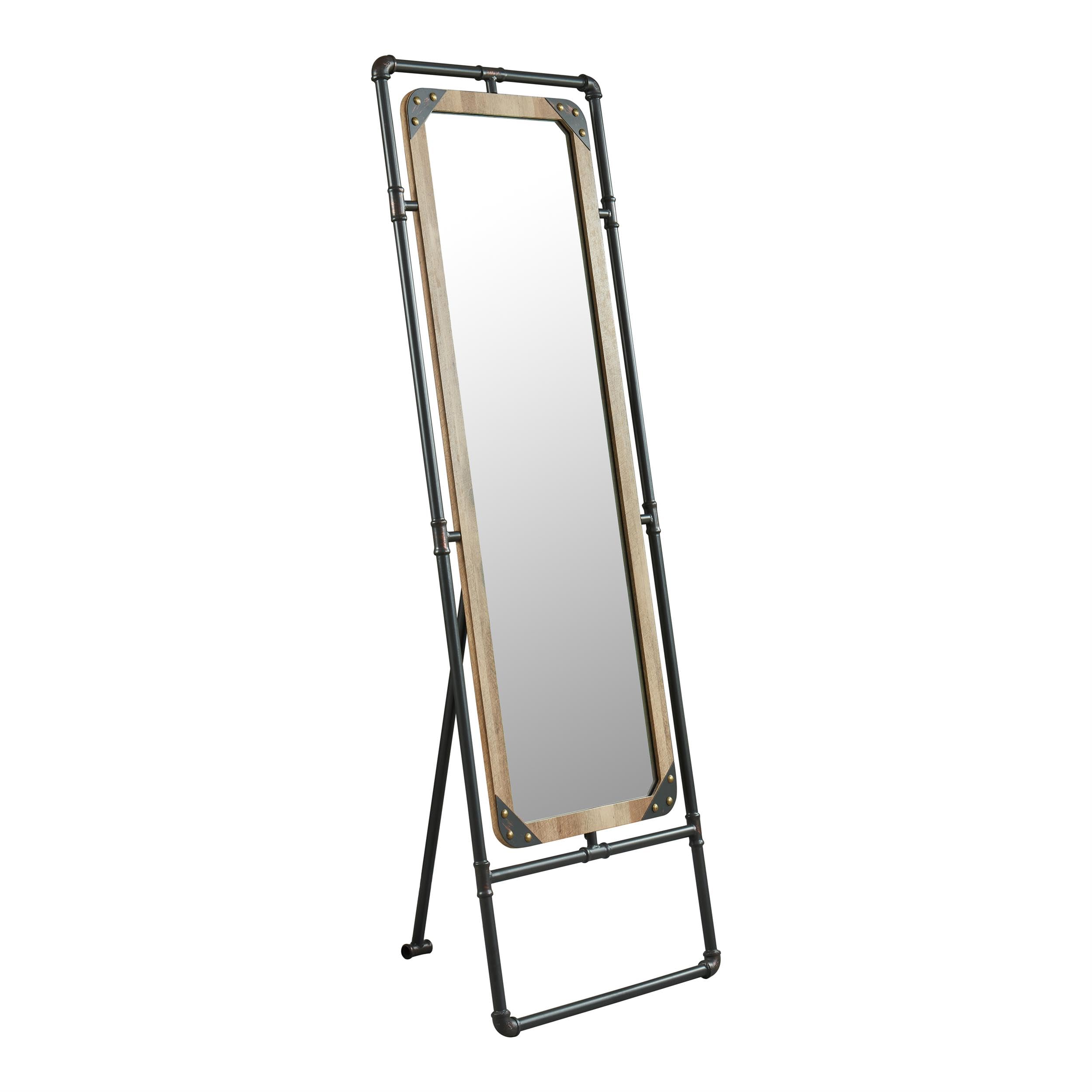 Furniture of America Regalo 51-Inch Full Length Metal Standing Mirror in Sand Black - Perfect for Bedroom, Living Room & Dressing Area