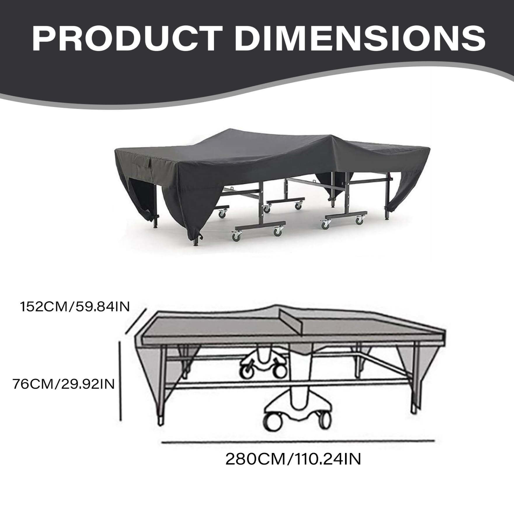 Premium 9x5x2.5 Ft Waterproof Oxford Table Tennis Table Cover with Storage Pockets - Outdoor Ping Pong Table Protection for All Weather Conditions | Perfect for Backyard, Garage, and Club Use