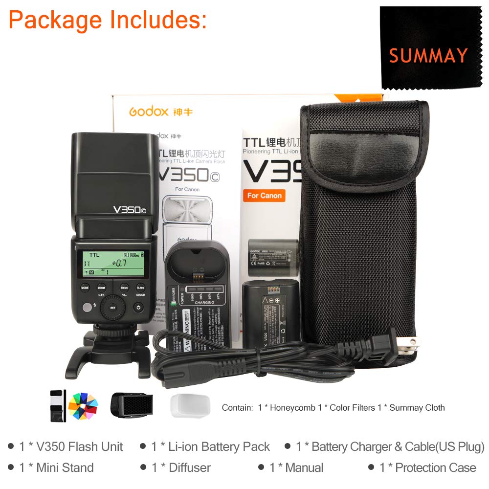 Godox V350N TTL Flash for Nikon - 1/8000s High Speed Sync, Rechargeable Battery, 500 Full Power Flashes - Compatible with D500, D3100, D3200, D3300, D3400, D5300, D5600, D7100, D7200, D7500 - Perfect for Portrait, Wedding & Event Photography (V350-N)