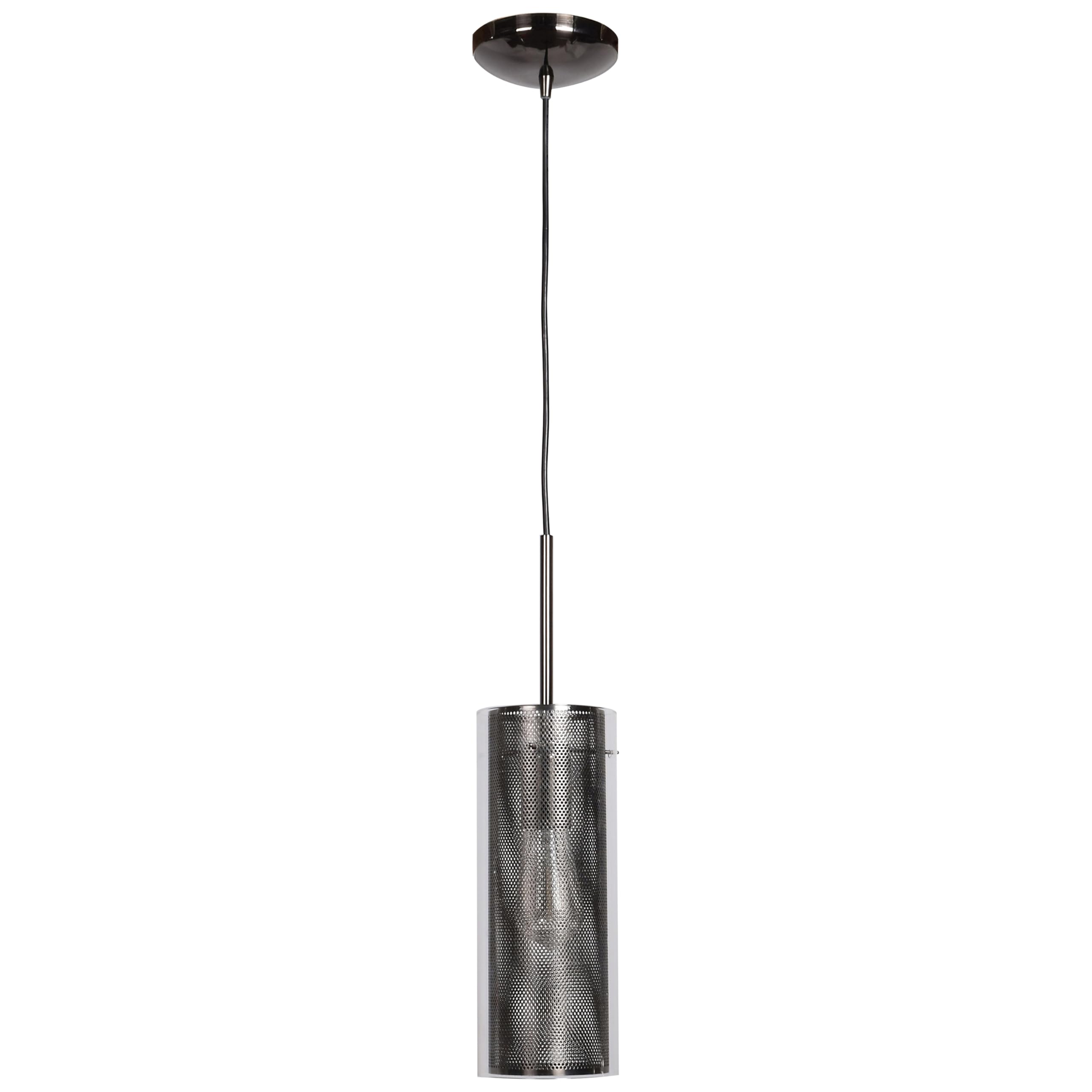 Multis 1-Light Black Chrome Metal Mesh Pendant Light with Clear Glass Diffuser - Modern Industrial Ceiling Lighting for Kitchen Island, Dining Room & Bar