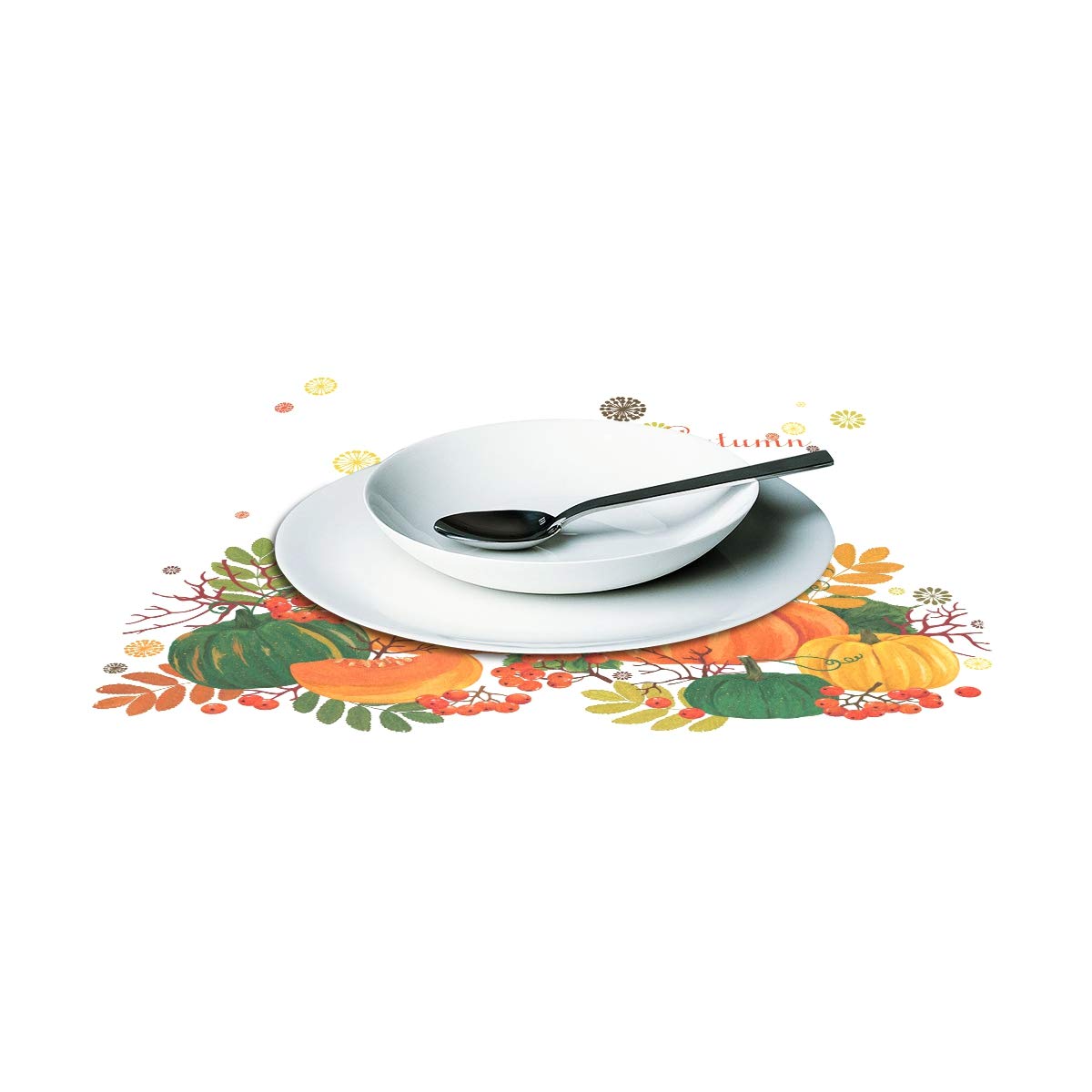 MOYYO Fall Pumpkin Placemats - Set of 4 Heat-Resistant, Non-Slip Polyester Table Mats | Washable & Easy Clean for Dining Table, Kitchen Decor | Perfect for Thanksgiving, Autumn Parties & Seasonal Home Decor