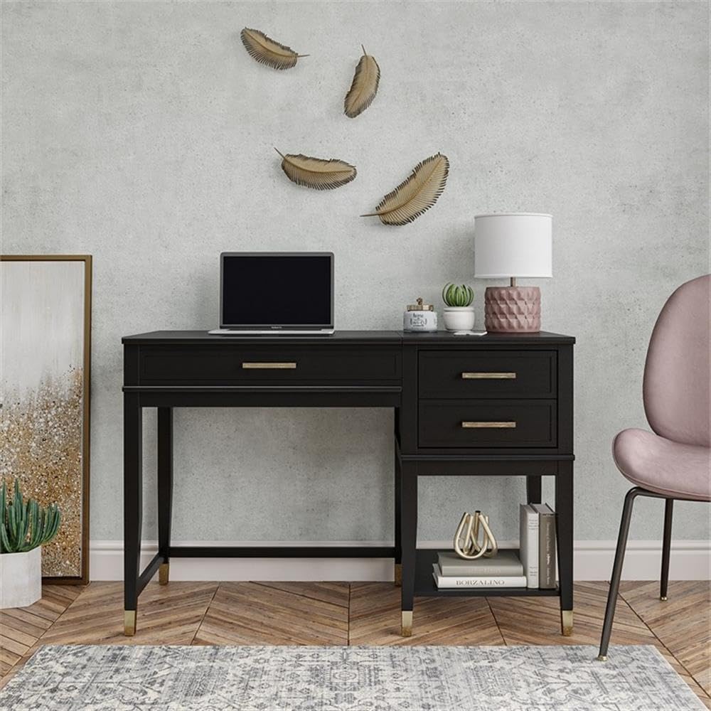 CosmoLiving by Cosmopolitan Westerleigh Lift-Top Computer Desk - Black, Modern Home Office Desk with Adjustable Height for Laptops & Workstations, Perfect for Small Spaces & Remote Work