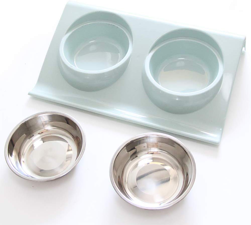 Stainless Steel Double Pet Feeder Bowl for Dogs & Cats - Food & Water Dish for Small, Medium, Large Pets - Perfect for Home, Travel & Outdoor Use