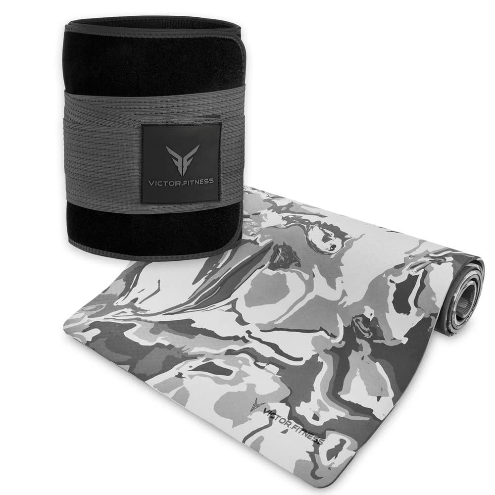 Premium Non-Slip TPE Yoga Mat with Travel Strap & Waist Trimmer - Extra Thick & Durable Gray Camouflage Design for Home Workouts, Gym, Travel & Fitness Training