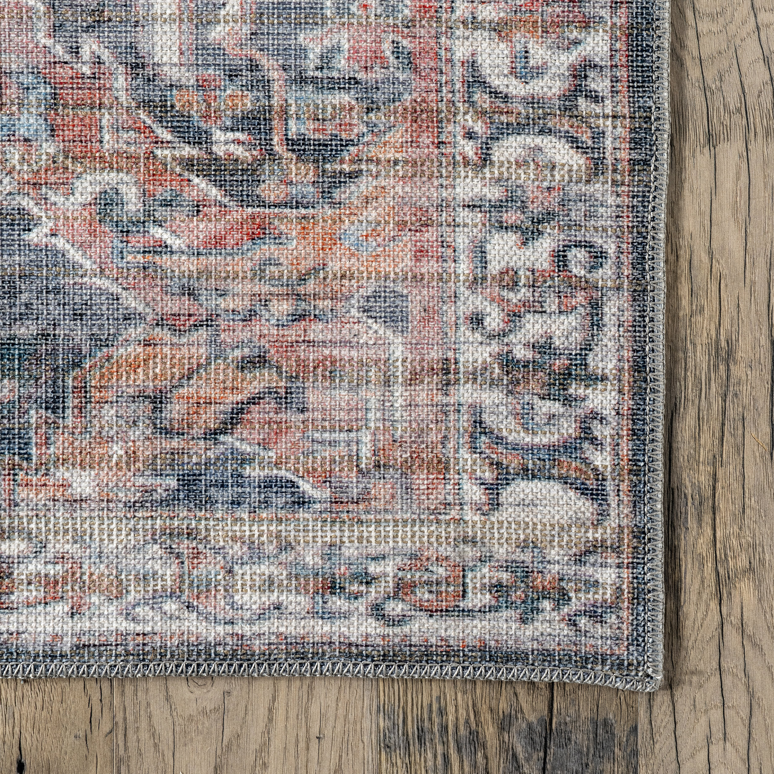 Bonnie Washable Medallion Rug - Rust Color Vintage Design - Perfect for Living Room, Bedroom & Entryway Decor