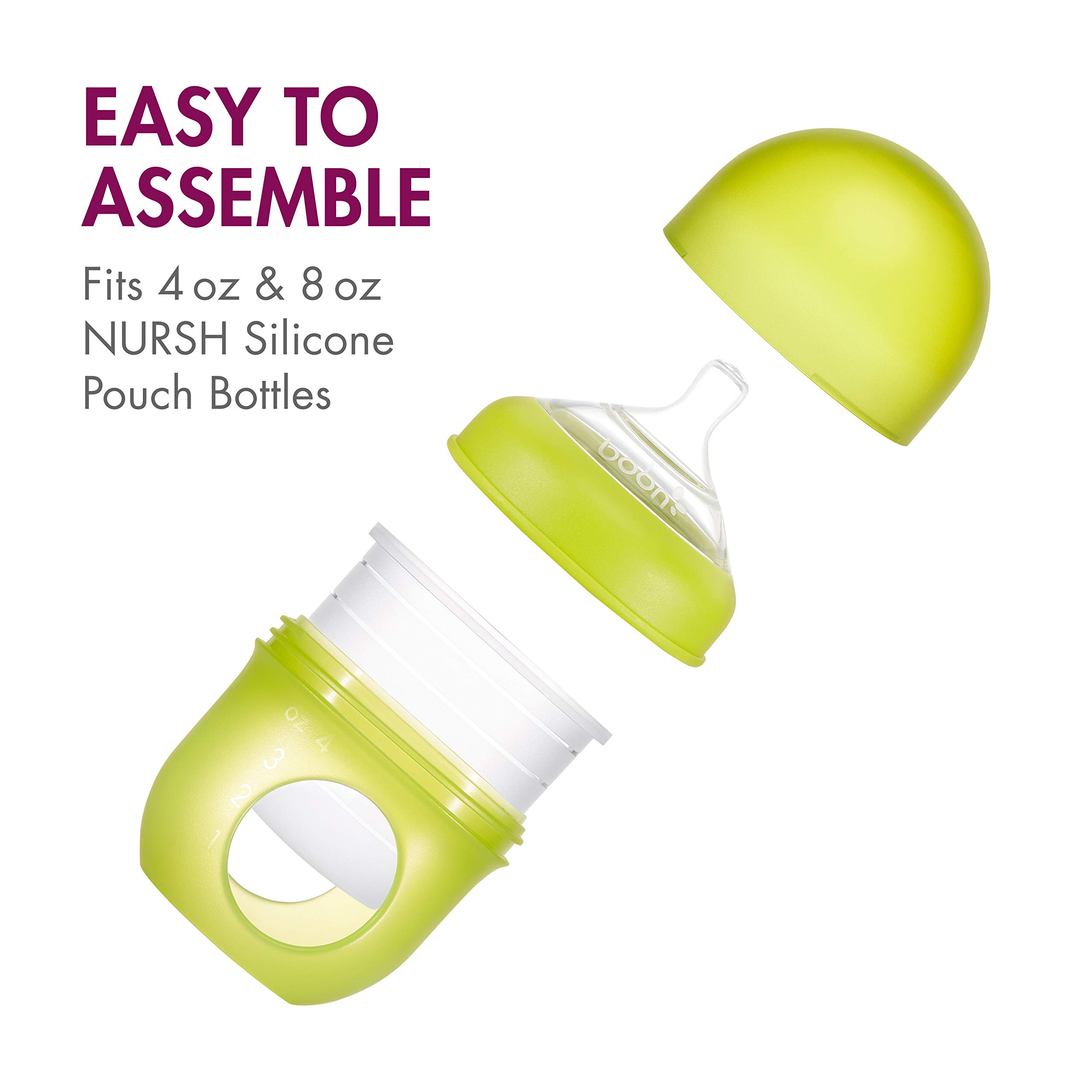 Boon Nursh Silicone Baby Bottle Nipples - Slow Flow Replacement Nipples for Nursh Bottles (3-Pack) - Ideal for Newborns & Breastfed Babies - Gentle Feeding Solution for Comfortable Nursing