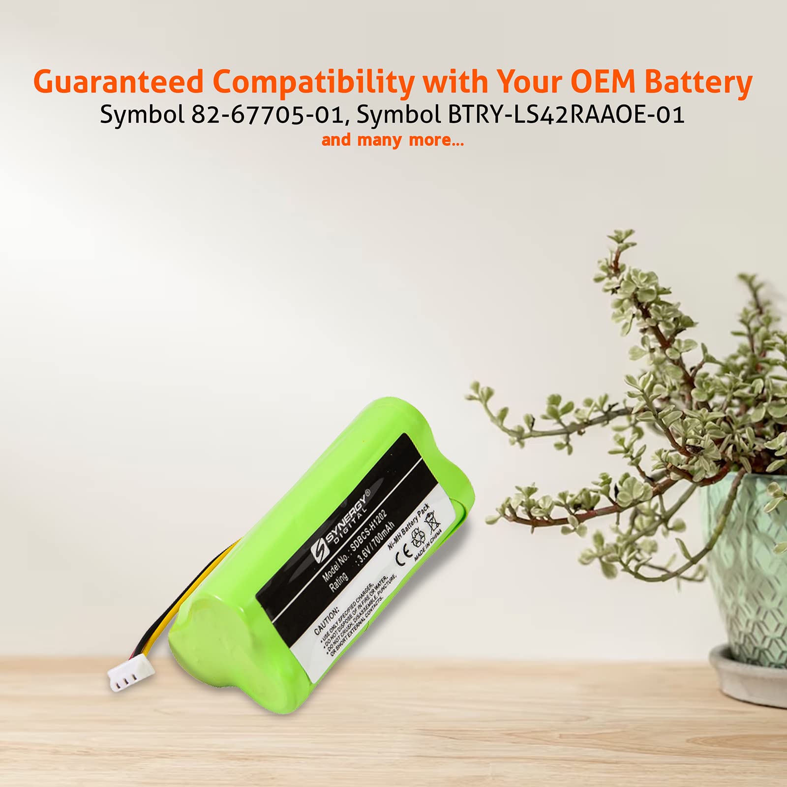 Synergy Digital Symbol LS4278 Barcode Scanner Battery Combo Pack - 2 x SDBCS-H1202 Rechargeable Batteries for Retail, Warehouse & Inventory Management - Perfect for Long Shifts & High-Volume Scanning