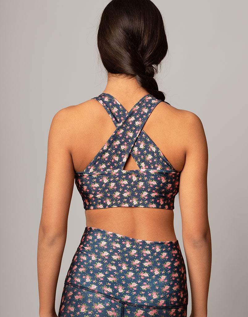 Hadley Roses Crop Top for Women - Floral Print Summer Blouse, Casual & Boho Style T-Shirt | Perfect for Beach, Music Festivals & Outdoor Activities
