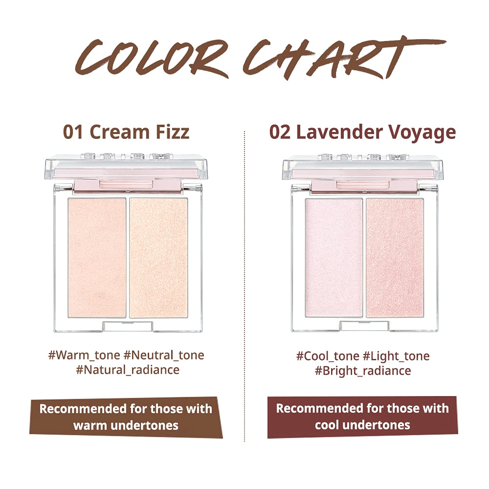 CLIO Prism Highlighter Duo - 2 Color Face Highlighter Stick for Contouring & Glowing Makeup | Perfect for Everyday Wear & Special Occasions