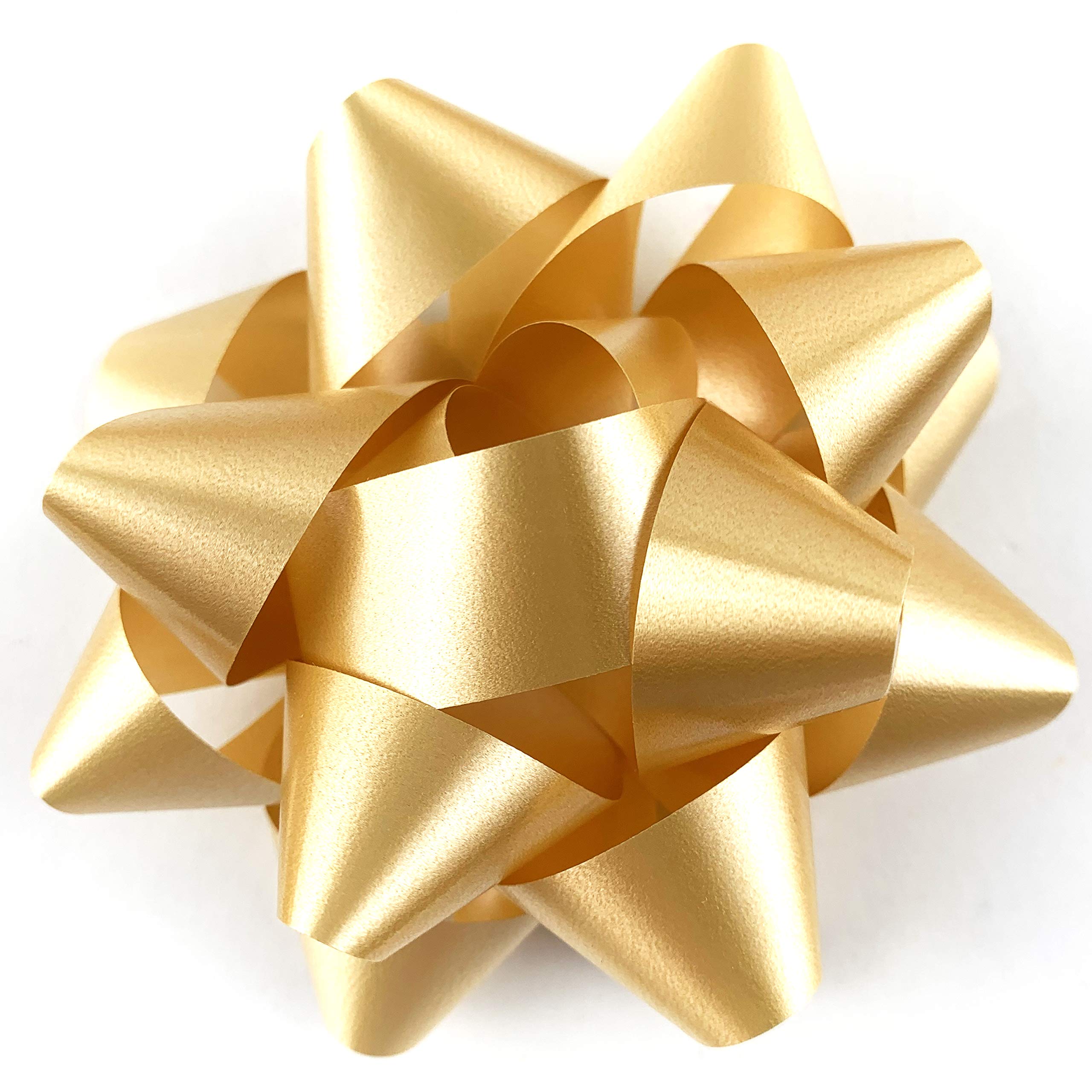Premium Gold Confetti Star Gift Bows - 3.75 Inch Christmas Present Wrapping Decorations (15 Pack) - Perfect for Holiday Gifts, Party Favors, Wedding Decor & DIY Craft Projects