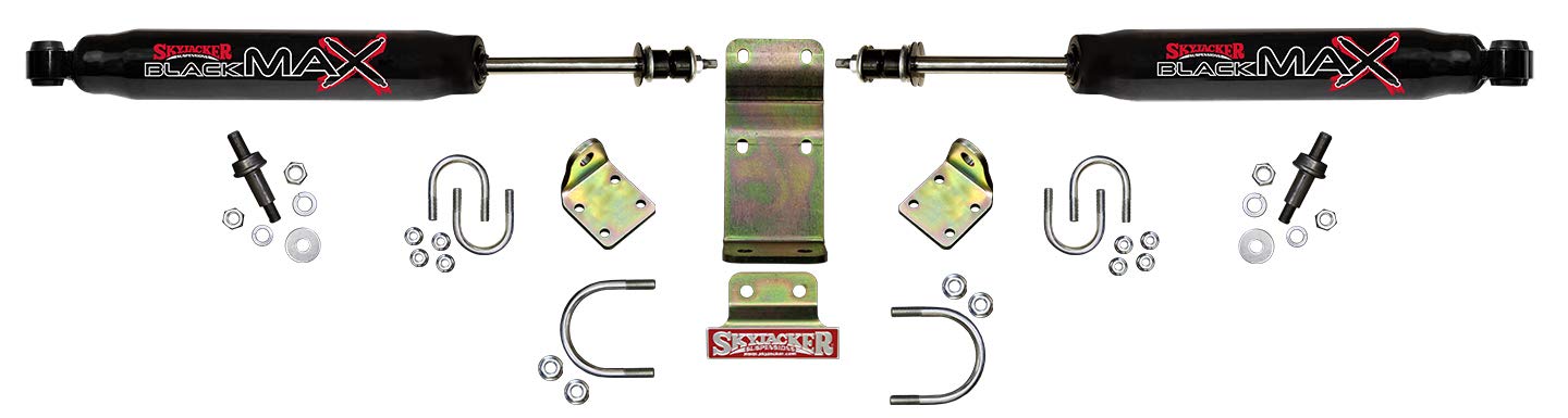 SKYJACKER Black Steering Stabilizer Dual Kit for Jeep Wrangler & Off-Road Trucks - Heavy Duty Shock Absorber for Smooth Ride & Enhanced Control