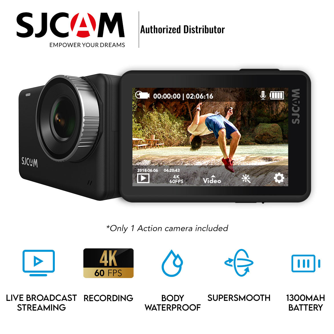 SJCAM SJ10 Pro 4K 60FPS Waterproof Action Camera with Dual Band WiFi & Gyro Stabilization - Perfect for Sports, Vlogging, and Live Streaming Adventures