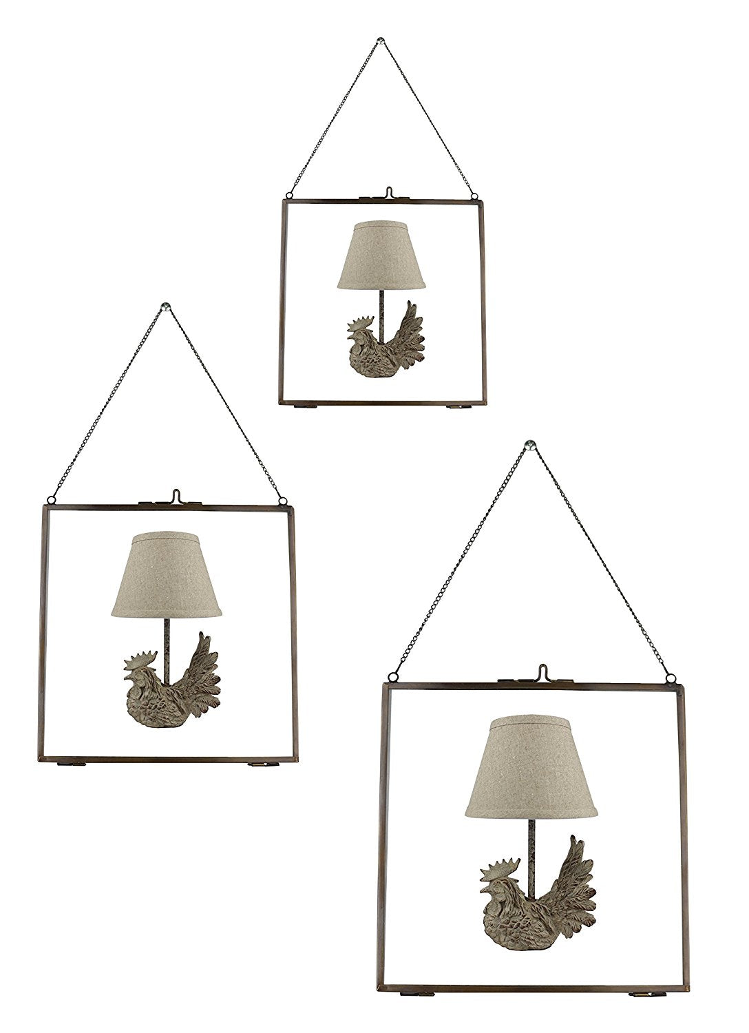 Set of 3 Brixton Brass and Glass Hanging Picture Frames - 4 Finishes (Gold, Silver, Bronze, Black) - Perfect for Wall Decor, Family Photos, and Art Displays in Living Room, Bedroom, or Office