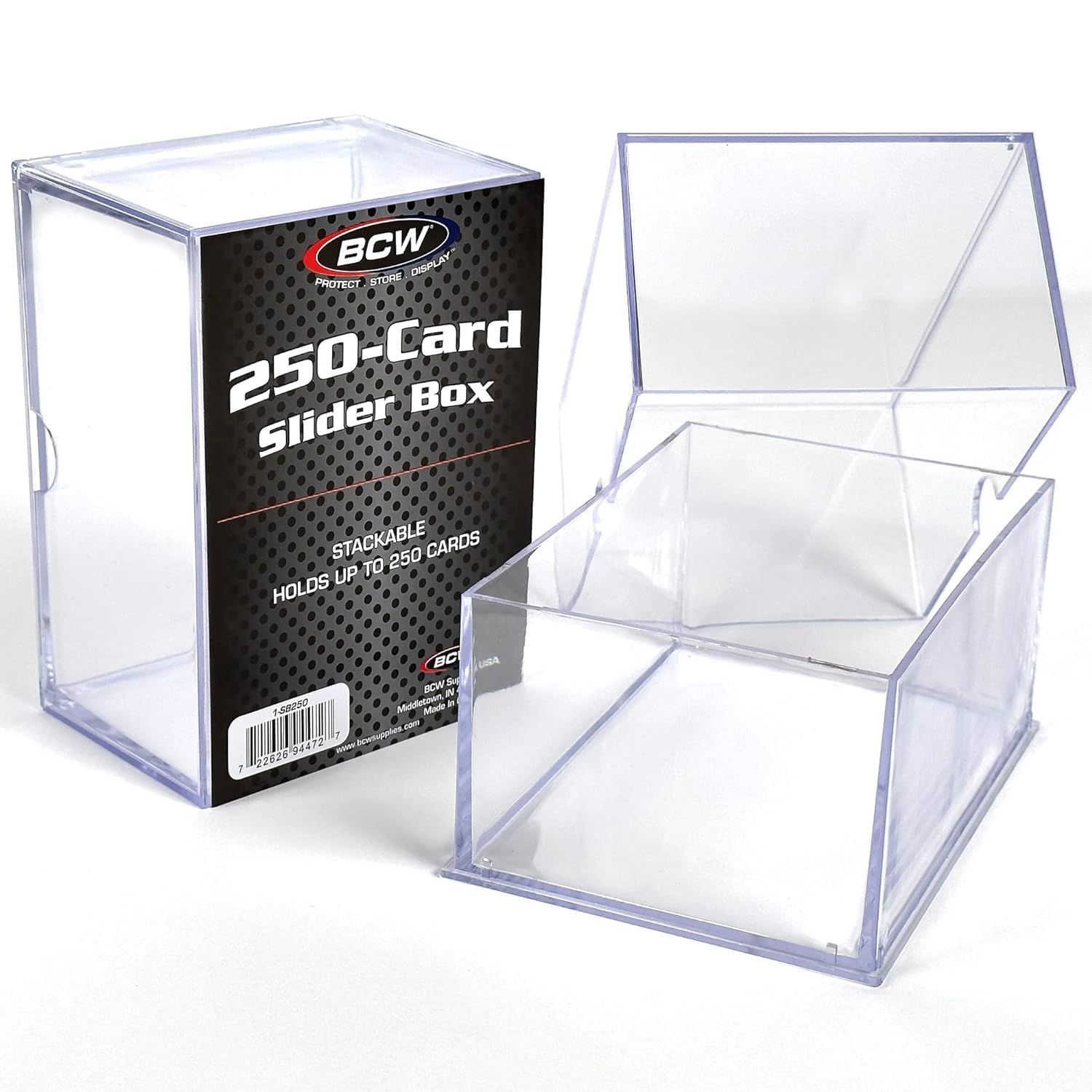 Premium BCW Card Slider Box - 250-Capacity Trading Card Storage Case for Magic The Gathering, Pokémon, Sports Cards | Durable, Stackable & Crystal Clear Design | Perfect for Collectors, Tournaments & Home Organization (10-Pack)